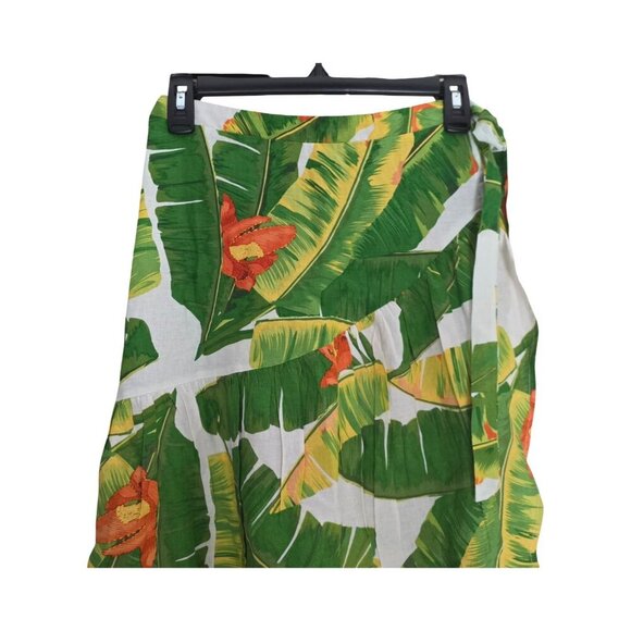 Women's - Cynthia Rowley Tropical Print Linen Blend Wrap Skirt, Size Small - Picture 2 of 8